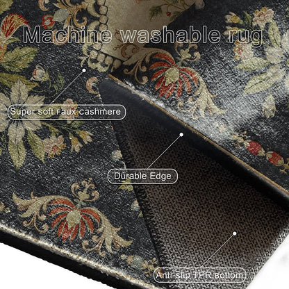 Tappeto da cucina antiscivolo lavabile con motivo floreale retrò