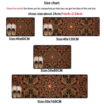 Tappeto d'ingresso assorbente per la cucina con mandala retrò