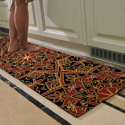 Tappeto d'ingresso assorbente per la cucina con mandala retrò