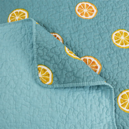 Trapunta in cotone con stampa di limone fresco
