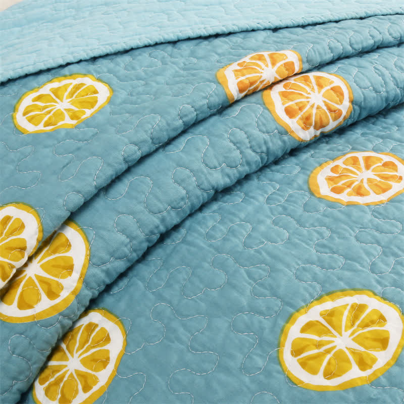 Trapunta in cotone con stampa di limone fresco