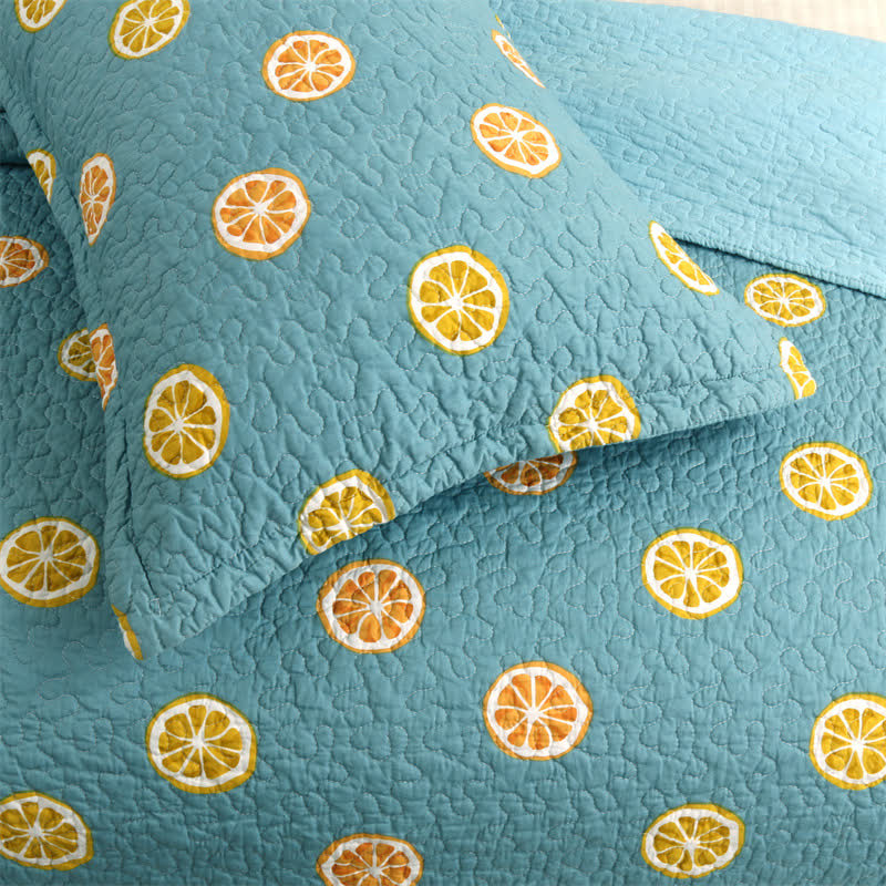 Trapunta in cotone con stampa di limone fresco