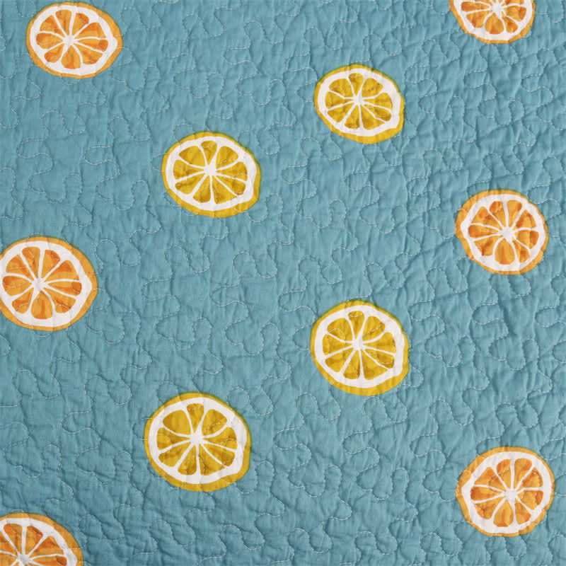 Trapunta in cotone con stampa di limone fresco