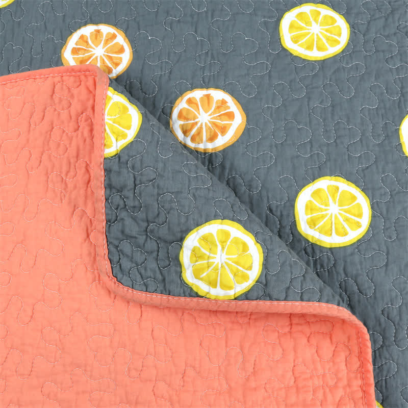 Trapunta in cotone con stampa di limone fresco