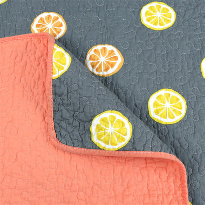 Trapunta in cotone con stampa di limone fresco