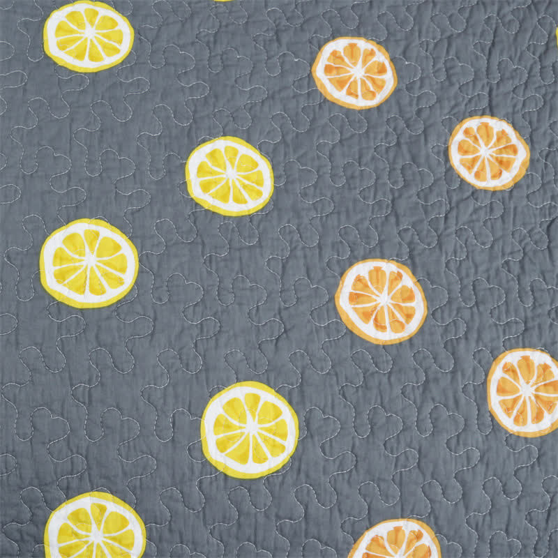 Trapunta in cotone con stampa di limone fresco