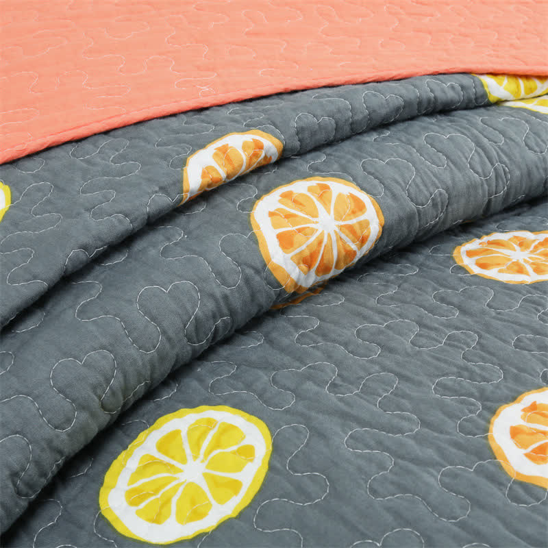 Trapunta in cotone con stampa di limone fresco