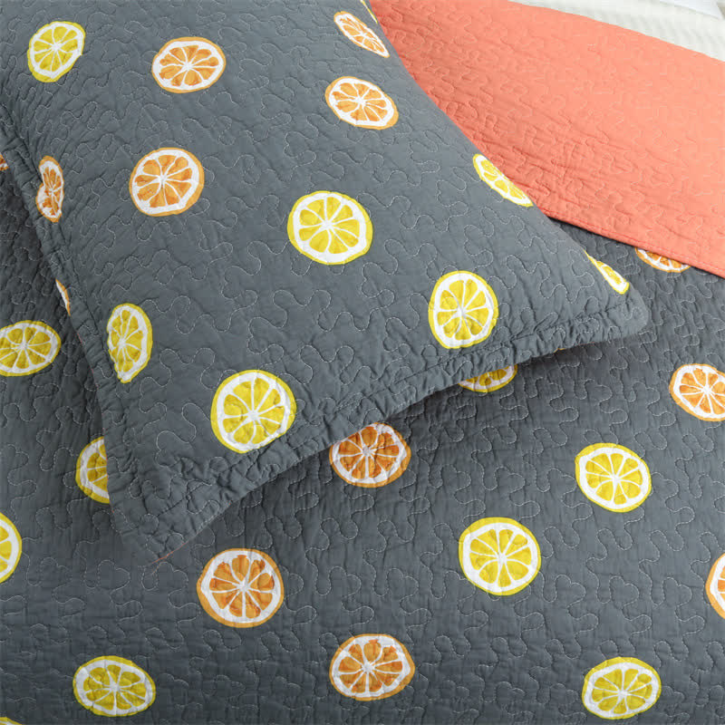 Trapunta in cotone con stampa di limone fresco