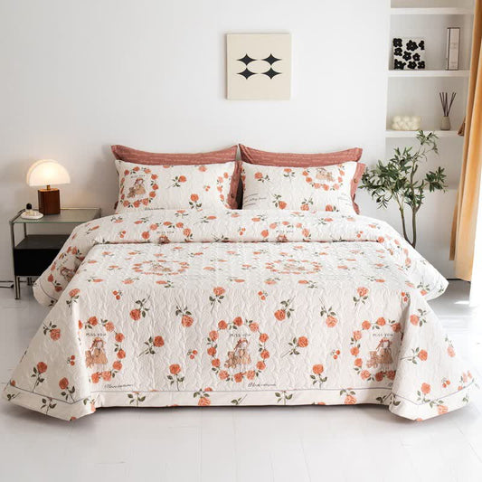Trapunta in cotone con stampa di rose rustiche