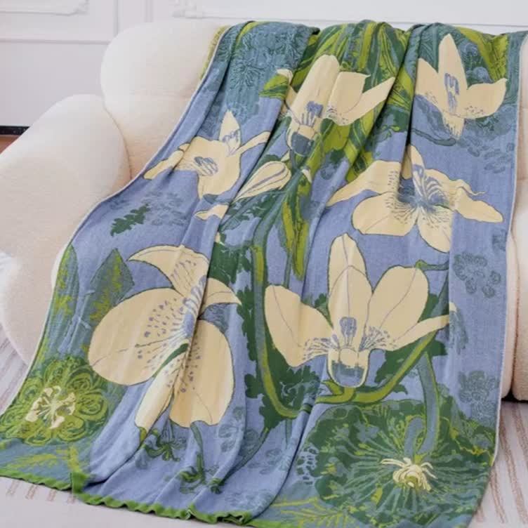 Coperta estiva rinfrescante con stampa narciso