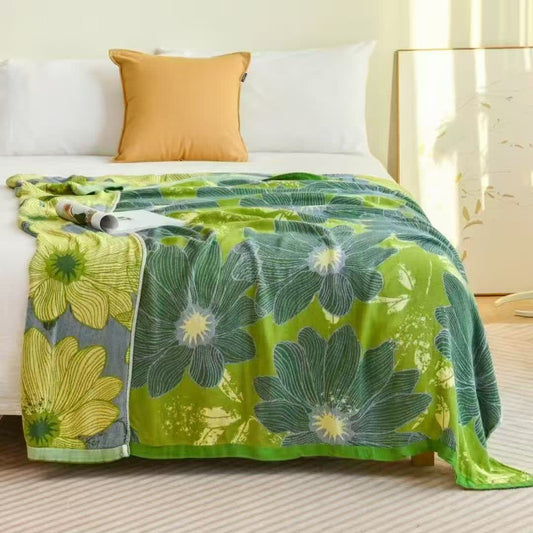 Coperta estiva rinfrescante con stampa di begonia verde