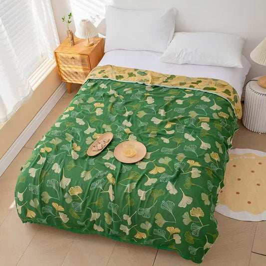 Coperta rinfrescante estiva in foglie di ginkgo verde