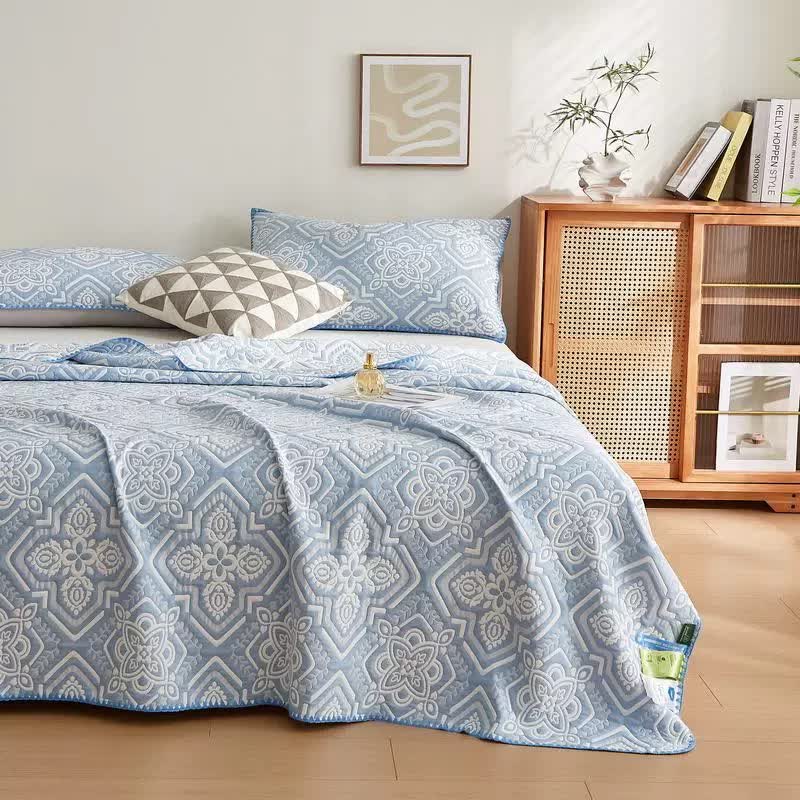 Elegante trapunta reversibile a doppio strato in garza di cotone floreale
