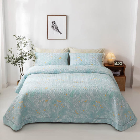 Elegante trapunta in cotone con stampa vegetale