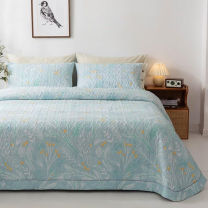 Elegante trapunta in cotone con stampa vegetale