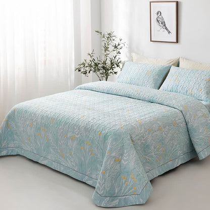 Elegante trapunta in cotone con stampa vegetale
