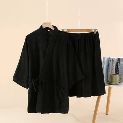 Pigiama kimono unisex in garza di cotone tinta unita