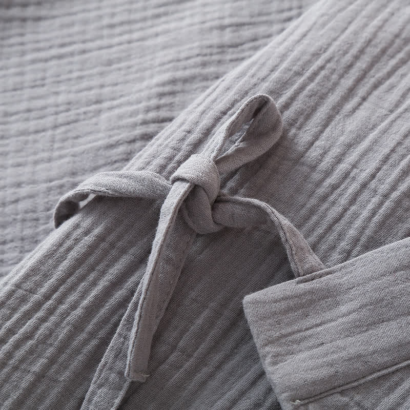 Pigiama kimono unisex in garza di cotone tinta unita