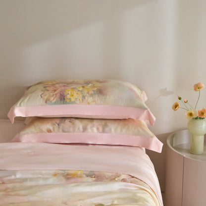 Trapunta estiva in fibra di lyocell floreale rosa