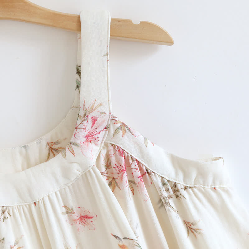 Camicia da notte senza maniche in fibra di bambù floreale
