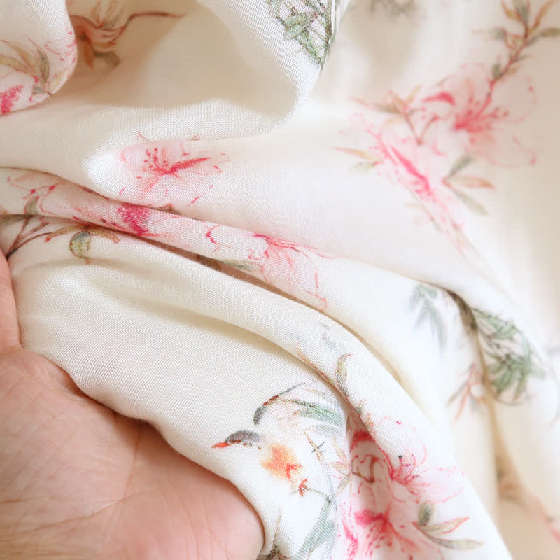 Camicia da notte senza maniche in fibra di bambù floreale
