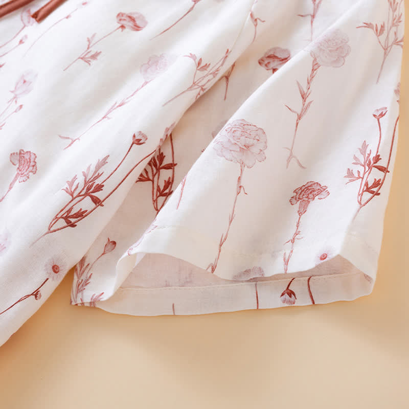 Camicia da notte imbottita in garza di cotone floreale