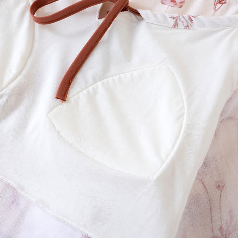 Camicia da notte imbottita in garza di cotone floreale