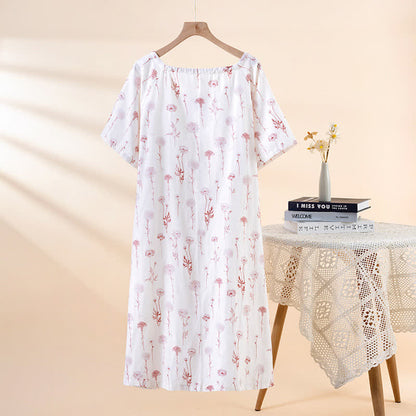 Camicia da notte imbottita in garza di cotone floreale
