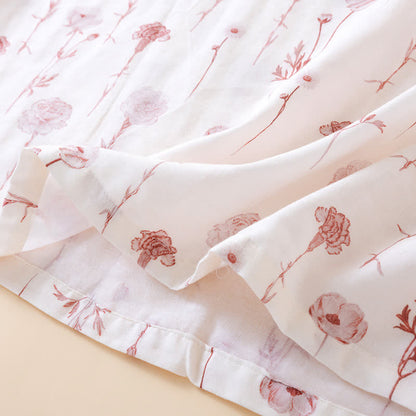 Camicia da notte imbottita in garza di cotone floreale
