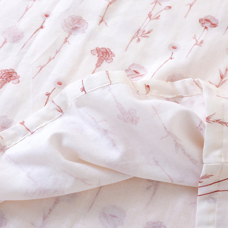 Camicia da notte imbottita in garza di cotone floreale