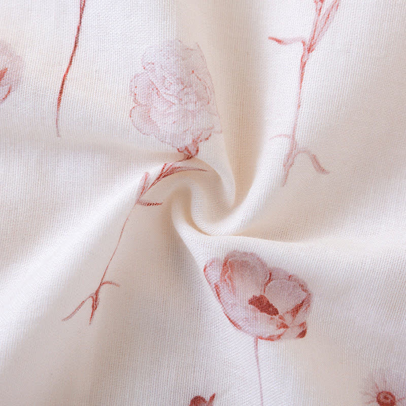 Camicia da notte imbottita in garza di cotone floreale