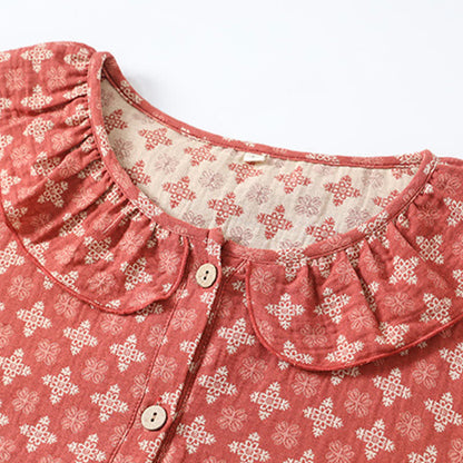 Camicia da notte retrò in garza di cotone jacquard