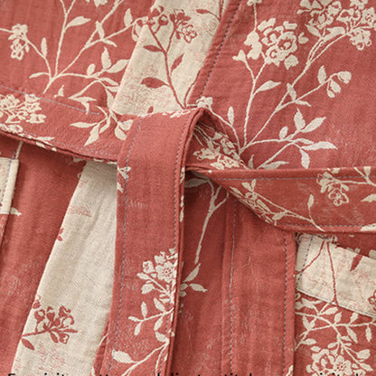Accappatoio in garza di cotone jacquard con kimono floreale vintage