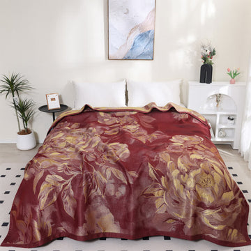 Elegante trapunta reversibile traspirante in garza di cotone floreale - Rosso - Matrimoniale Grande - image 0