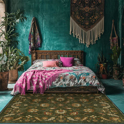 Tappeto antiscivolo per interni ed esterni con motivo floreale Paisley