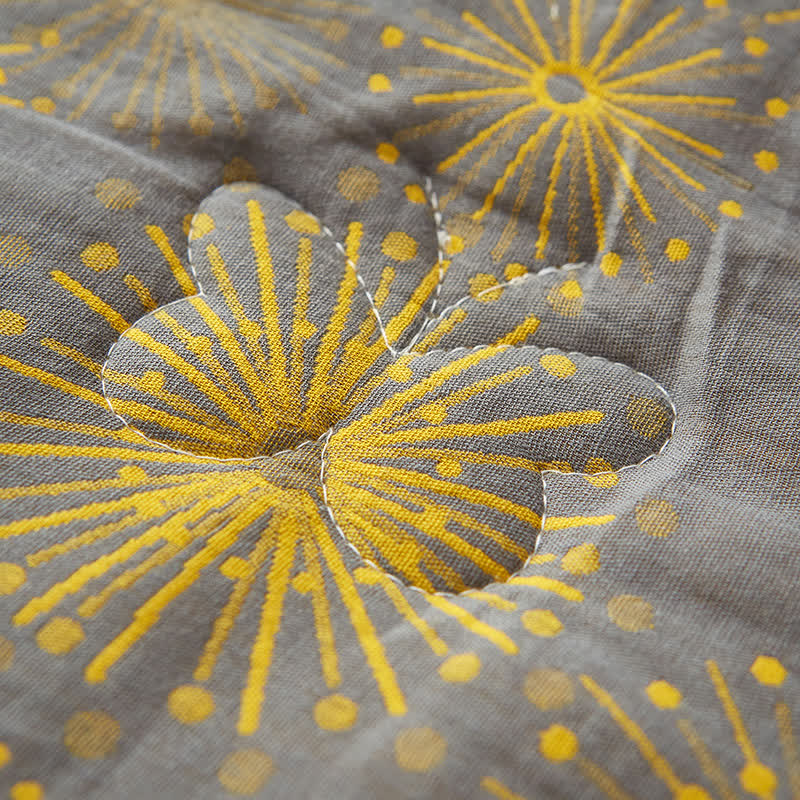 Trapunta estiva in garza di cotone tinto in filo con motivo fuochi d'artificio vintage