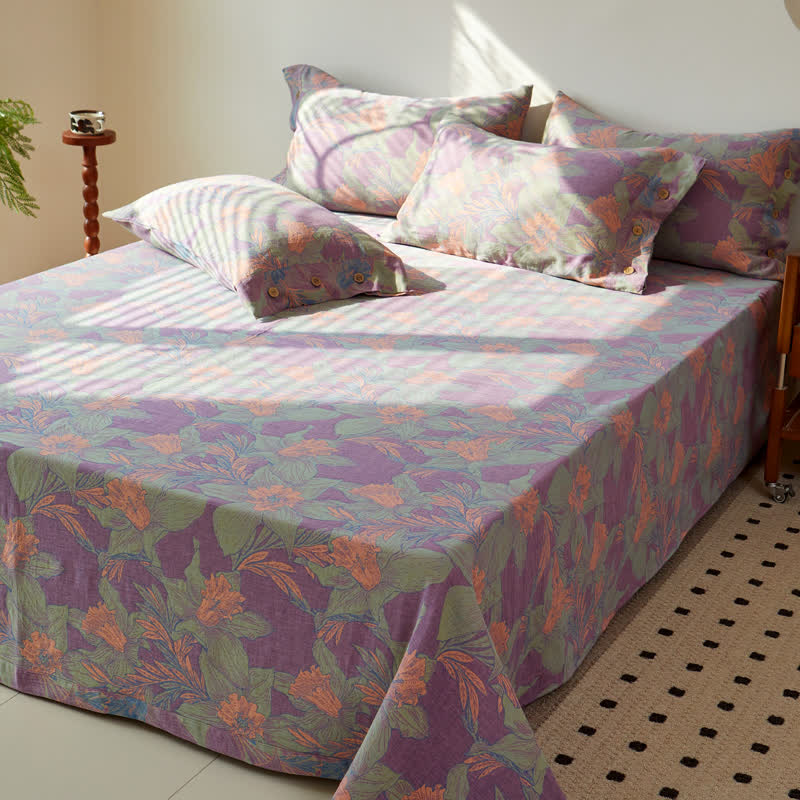 Copriletto reversibile in garza di cotone tinto in filo Vintage Lily