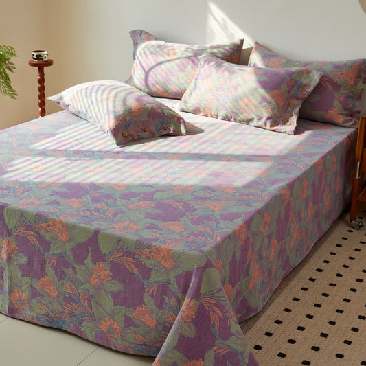 Copriletto reversibile in garza di cotone tinto in filo Vintage Lily