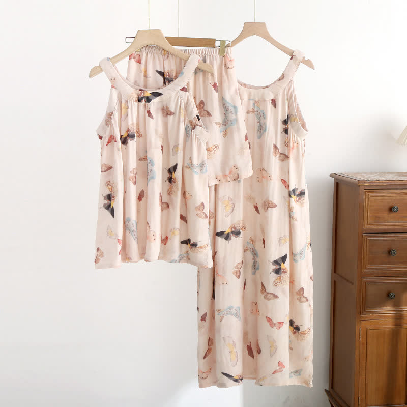Camicia da notte vintage con stampa a farfalle - image 0
