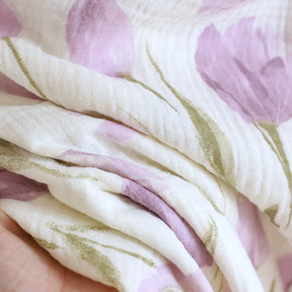 Camicia da notte imbottita in garza di cotone con stampa a tulipano
