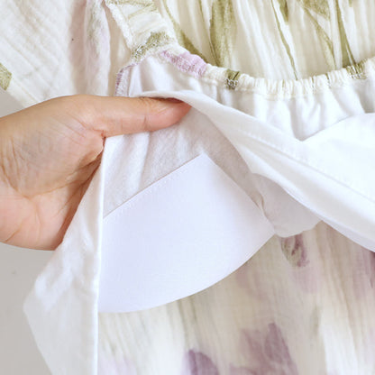 Camicia da notte imbottita in garza di cotone con stampa a tulipano