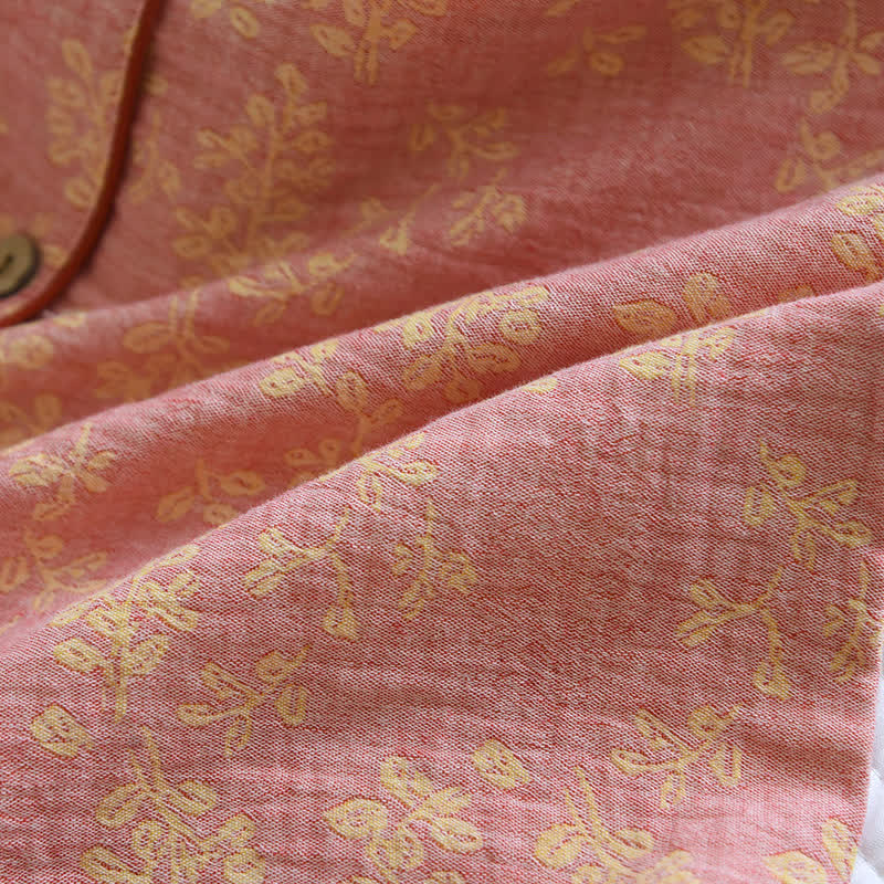 Pigiama con revers in jacquard tinto in filo di cotone floreale