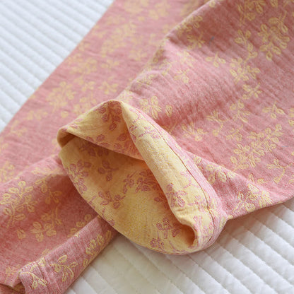 Pigiama con revers in jacquard tinto in filo di cotone floreale