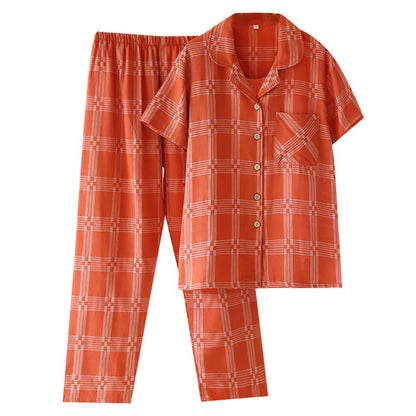 Completo da casa unisex in cotone tinto in filo a quadri