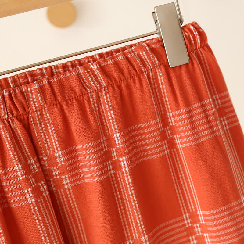 Completo da casa unisex in cotone tinto in filo a quadri