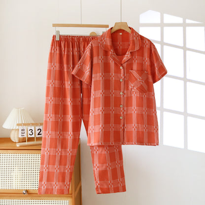 Completo da casa unisex in cotone tinto in filo a quadri