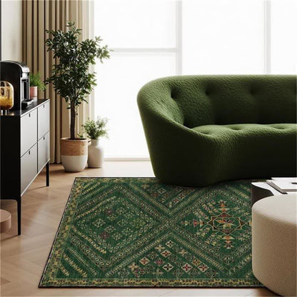 Tappeto geometrico marocchino verde scuro