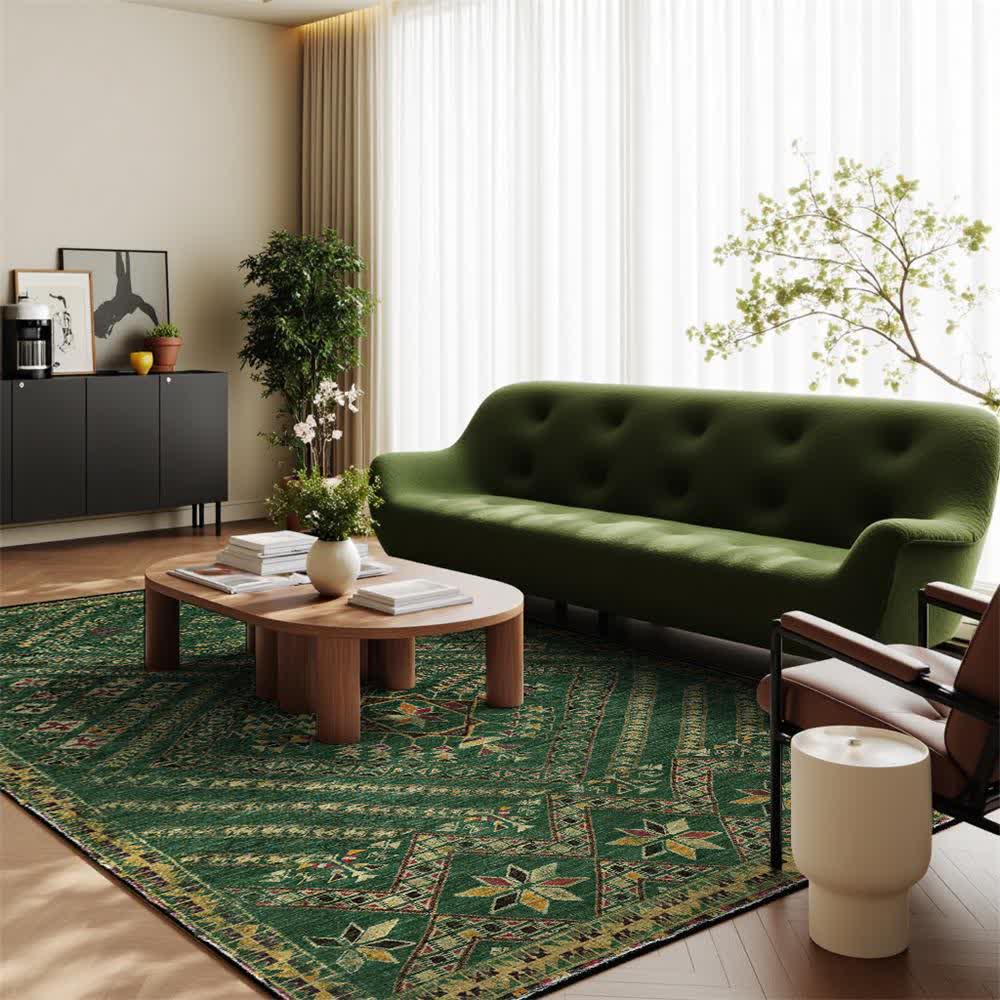 Tappeto geometrico marocchino verde scuro