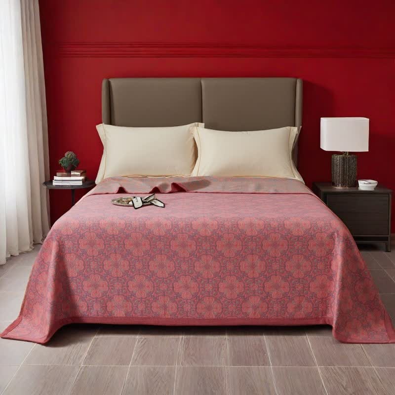 Trapunta in cotone tinto in filo con motivo floreale vintage