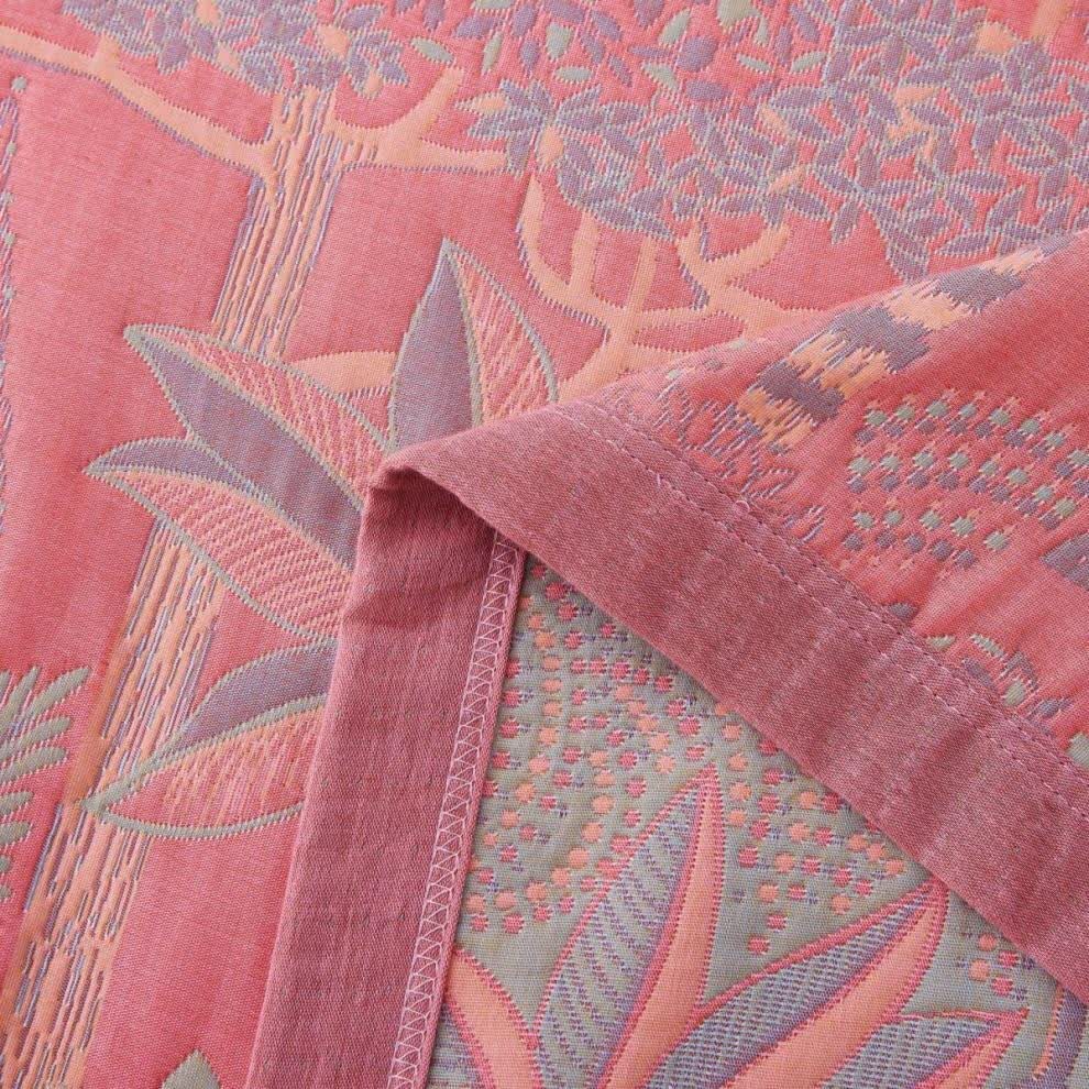 Trapunta in cotone tinto in filo in stile tropicale rosa